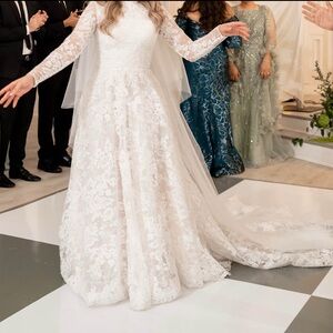 Cathedral Lace Wedding Gown w/ pockets